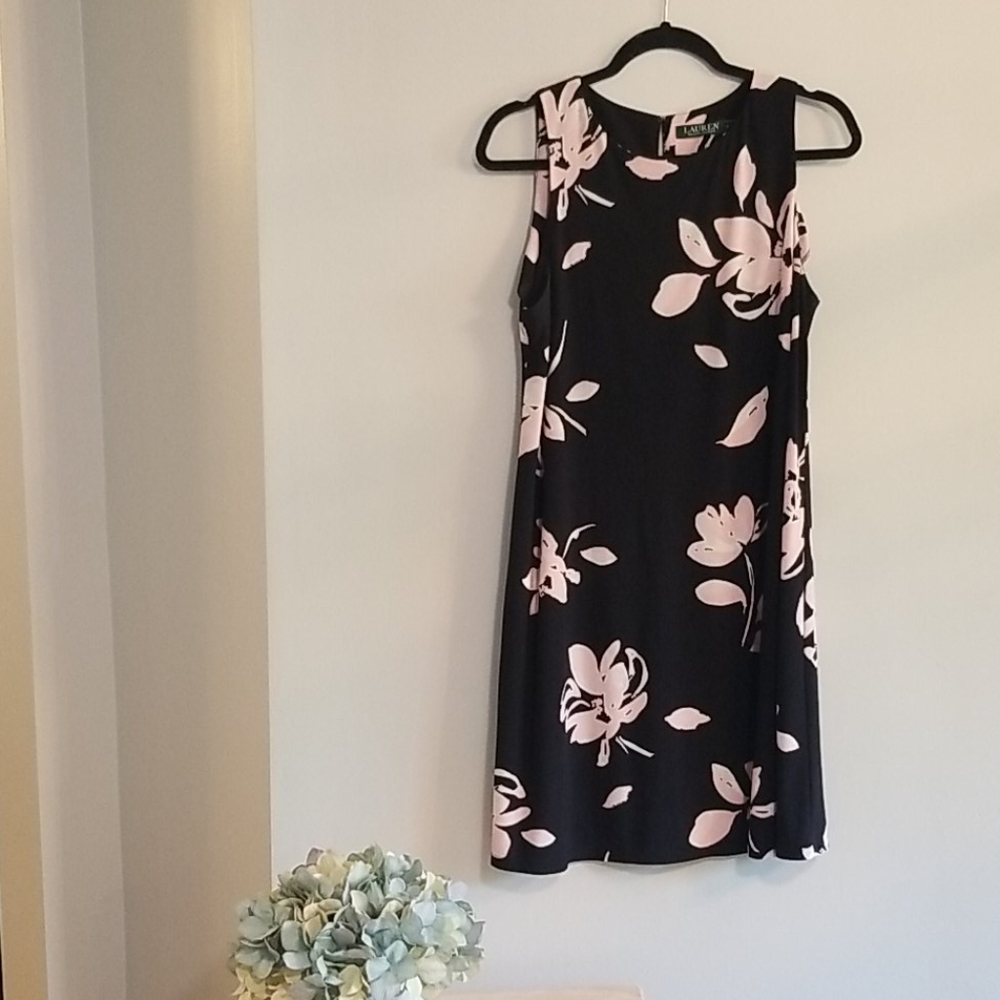 Lauren Ralph Lauren Flower black tank dress